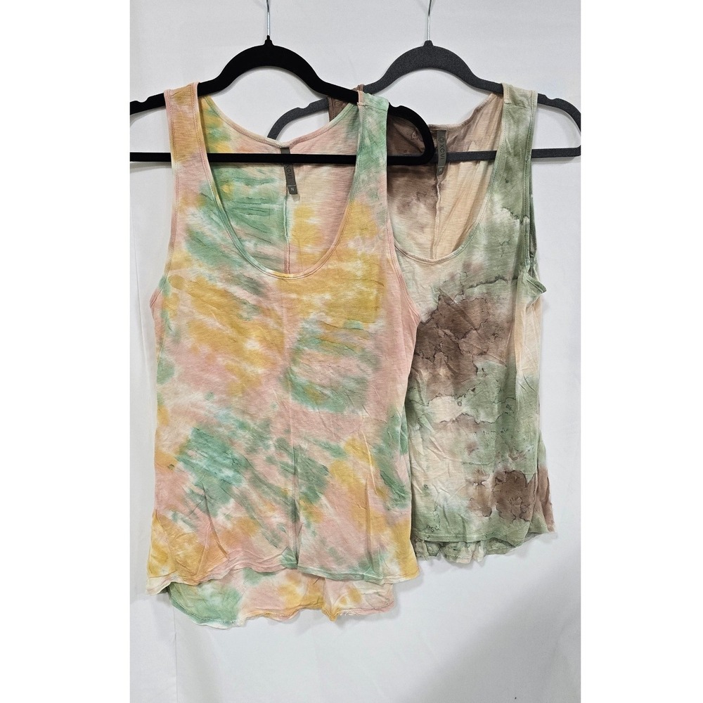 Y2K XCVI women M tie dye sleeveless tank top high low lot of 2 lagenlook boho